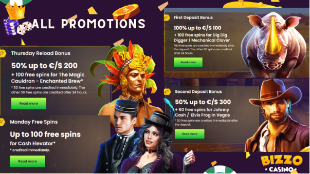 Bizzo Casino welcome bonus and promotions
